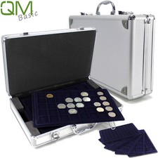 QMBasic Aluminium Münzkoffer Münztableaus Münzen Koffer Tableau Auswahl Alu Euro
