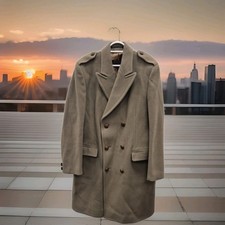 Crombie Vintage Dunn & Co braun Wolle zweireihig Militär Mantel Jacke Large