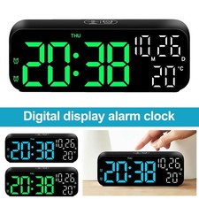 7 Zoll Schlummerfunktion LED Wecker Digital Alarm Wecker Temperatur USB Tischuhr