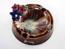 Aschenbecher Keramik Vintage Rarität Enzian Edelweiß 50er Jahre Ø 130 mm TOP