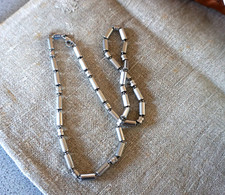 Vintage Fossil Kette Halskette Collier Edelstahl silberfarben (F024-2247)