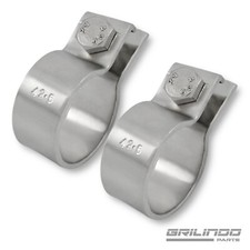 2 Rohrschellen Edelstahl DIN Ø 42mm (42,5) Massiv Breitbandklemmen Auspuff 71555
