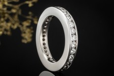 Memoire Ring mit Diamanten Massive Goldschmiedearbeit in Weißgold Gr. 53 Schmuck