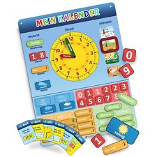 Lernuhr Kinder - Kalender für Kinder - Magnettafel inkl. 20 Übungskarten