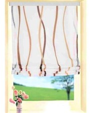 Raffrollo Voile Weiß Wellen  braun & beige Raffgardine  80 cm Breit x 140 cm H
