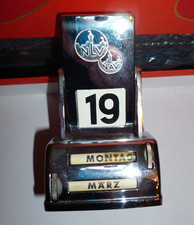 ewiger Metall Tisch-Drehkalender -Nürnberger Leben- Klappzahlen Mechanik Artdeco