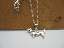 ☝️ Halskette, 925 Silber plattiert + Anhänger Dackel, Teckel, Hund, NEU    ⭐⭐⭐⭐⭐