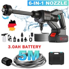 6 IN 1 Elektro Hochdruckreiniger Auto Flächenreiniger Dampfstrahler mit 1*Akku