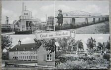 Gruß aus Meerbeck - Uhr-Schule, Schacht 5, Spielplatz, Rheinbrücke - ca. 50er J.