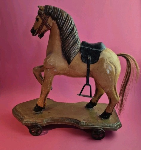 K10 vintage holz pferd rollen - vintage,
