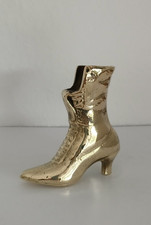 Vintage Vase Damen-Stiefel Schuh mit Absatz aus Messing „Stiefel“  10 x 13 cm