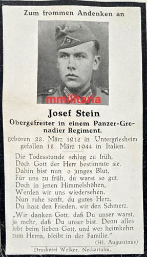 Sterbebild wwii obergefreiter - sterbebild,