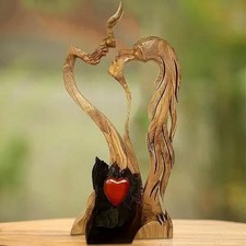 Holzherz Liebe Skulptur Paar