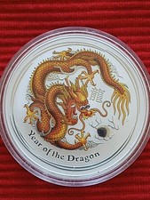 Lunar II "Jahr des Drachen" 2012 Silber 1 Oz "-COLORIERT"