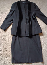 Akris Anzug Blazer Rock Schwarz Größe 48 100% Wolle Samt ohne Knöpfe wie neu