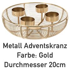 Metall Adventskranz Gold rund 20cm Weihnachten Deko Kerzenhalter Gitter
