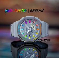 Hand-Painted Casio G-Shock GA-2100 | Rainbow CasiOak Mod | Custom Made Watch