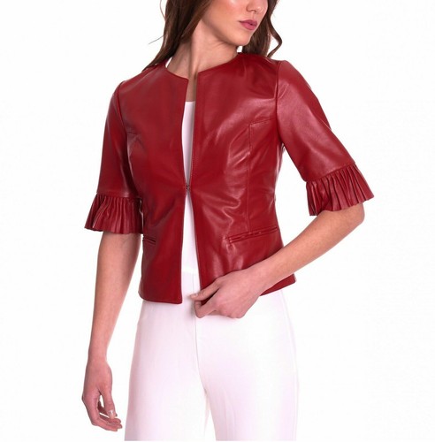 Sexy rote damen lederjacke - sexy, damen-lederjacke