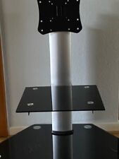 VCM Silber Fernsehständer mit Regal Schwarzglas inkl. Rollen