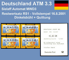 Bund ATM 3.3 Restwertsatz RS1 Vollstempel 16.8.2001 * Sielaff Automatenmarken