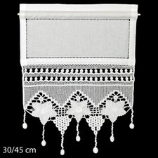 Scheibengardine  Panneaux  Bistro Häkelgardine 35cm breit  60cm hoch  weiß creme