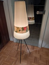Stehlampe Tripod Plissee 50er 60er Mid Century Vintage Retro Lamellen Blumen 