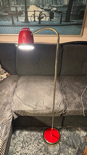 Stehlampe rot silber metall - stehlampe,