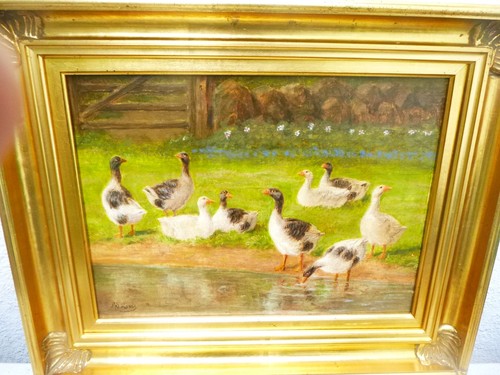 Gemälde von adolf lins - lins, gänse