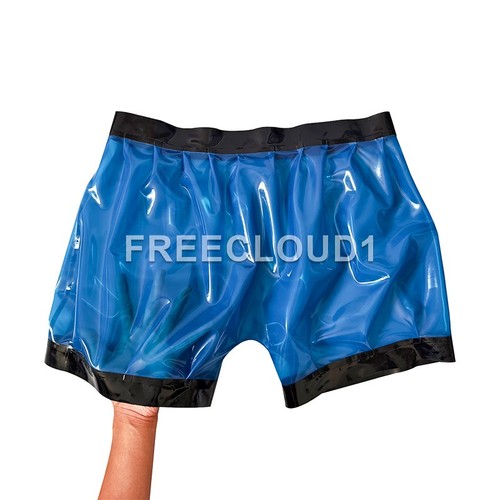 Clear blue latex shorts - latex, lose