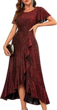 Damen Abendkleid Lang Glitzer