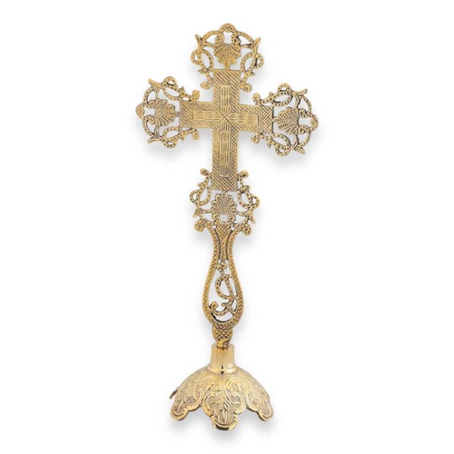 Verziertes messing standkreuz - messing,