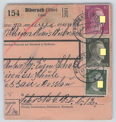 Deutsches reich paketkarte - deutsches,