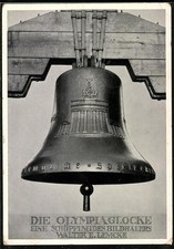 Berlin, Olympia-Glocke mit Brandenburger Tor 1936, Ansichtskarte 