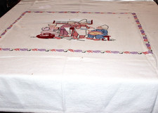 Tischdecke Stickbild Küche creme 1,5 x1,30m Stramin Kinderköche Kreuzstich HB192