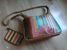 ANUSCHKA;SCHULTERTASCHE + GELDBEUTEL;LEDER;BUND;BLUMEN;NW;TOLL!!!