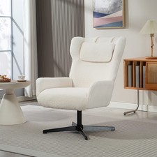 HOMCOM Sessel Wohnzimmer Ohrensessel Loungesessel mit Metallbeine Fleece-Optik
