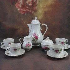 AK Kaiser Porzellan-Kaffeeservice · Deutsches Rosenmotiv mit Goldrand