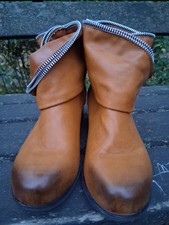 Vegane Damen Ankle Boots Stiefeletten Leder Suede braun Gr. 40 Absatz 5cm