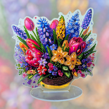 Blumenkorb Frühling, Dekoaufsteller, 20 cm x 20 cm