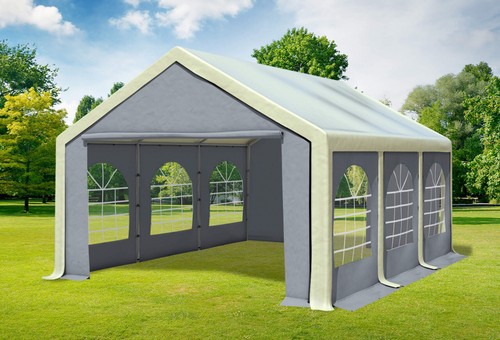 Partyzelt 4x6m beige grau - 4x6m, pvc