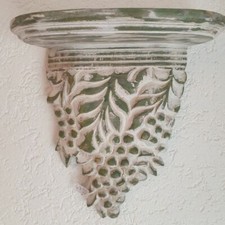 HALBRUNDE WANDKONSOLE KONSOLE REGAL BOARD HOLZ SHABBY-LOOK JUGEND-STIL