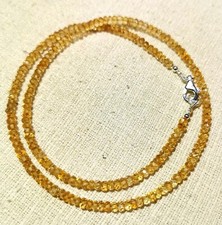 Citrin Kette facettiert  - Schloss 925 Silber - 42 Karat - 45 cm - Quarz - Gelb