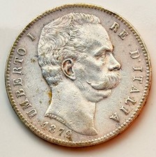 Italia Italy  5 Lire 1879 Italien Umberto Silber Km#20