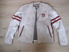 WILSONS LEATHER M. Julian Lederjacke Motorrad weiß-rot,USA,Vintage,Rarität,Gr.M