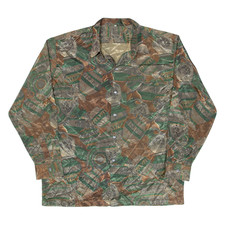 Vintage Herren Langarmhemd grün Crazy Pattern Seide XL