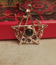 Pentagramm und Mond Anhänger