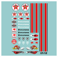 Waterslide Decal 1:32 1:24 Hotwheels Slotcar Racing Texaco USA V8 Muscle Cars