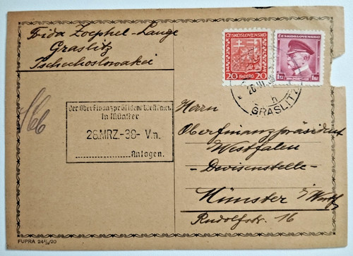Postkarte von graslitz nach - postkarte,
