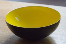 Krenit Schale - Herbert Krenchel - 20cm, gelb, Dänemark um 50er Jahre