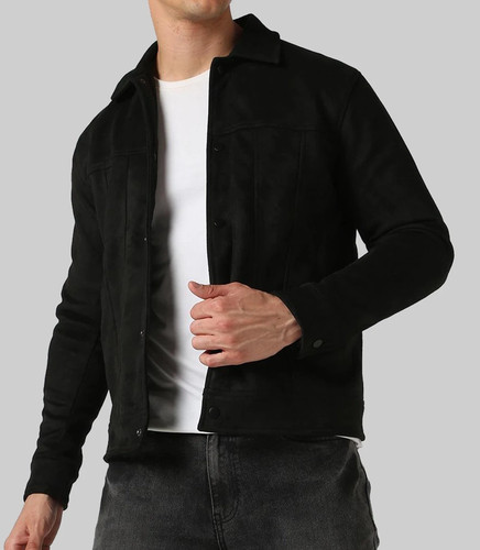 Herren schwarz lederjacke - schwarz,